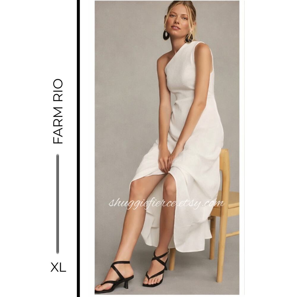 MSRP $360 ✨ Farm Rio One-Shoulder Smocked Maxi Dress – Size XL ✨SAME DAY SHIP